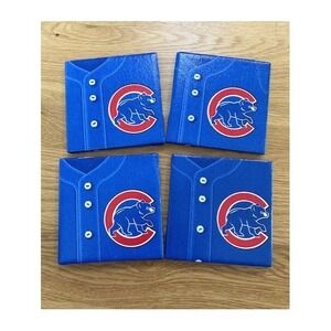 MLB Chicago Cubs Coasters Set of 4 Blue Good Jersey Design Cork Backing 4x4